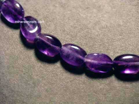 Natural Amethyst Gemstone Saucer Oval Beads Necklace 17" Long 5-8 MM FG58 
