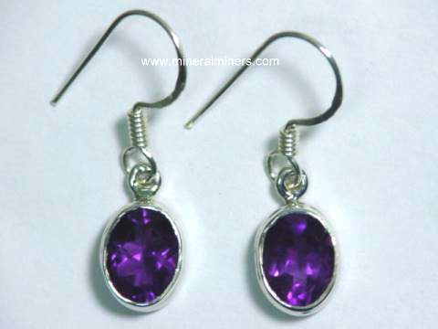 Details about   Sterling Silver Faceted Natural AMETHYST Dangle Earrings #6266...Handmade USA 