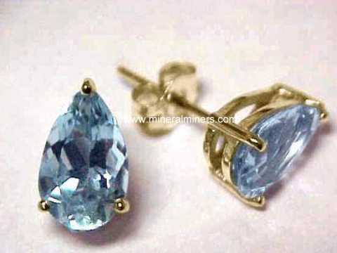 Details about   Natural Blue Aquamarine 3.00 CTW in 14K Solid Yellow Gold Stud Earrings Women