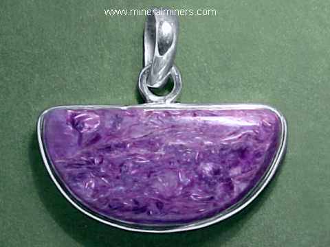 Details about   925 Sterling silver necklace with round 8 mm Charoite cabochon