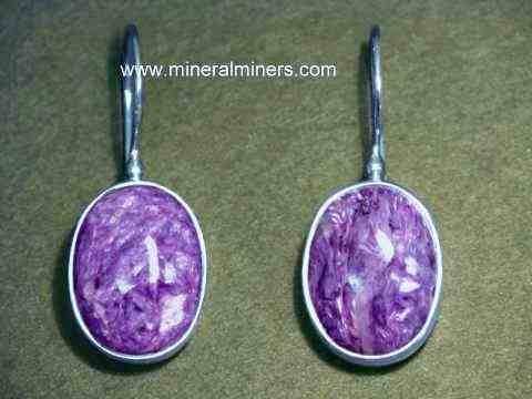 Charoite Earrings in Sterling Silver