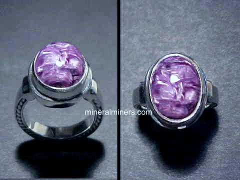 Charoite Rings in Sterling Silver