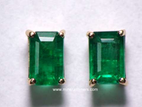 Emerald Earrings: natural emerald earrings in 14k gold