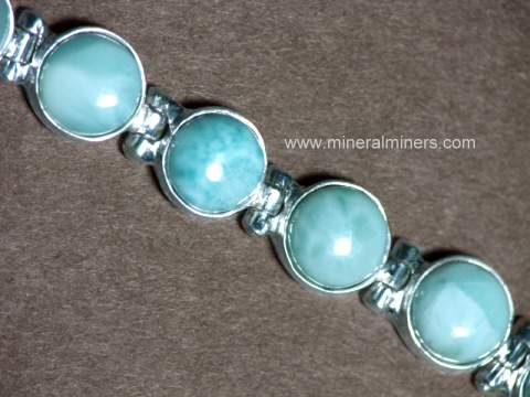 Natural Larimar Bracelet In Sterling Silver Larj188 Natural Larimar Bracelet In Sterling Silver