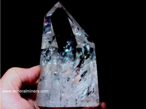 872g Natural Black Tan Opal Jasper Crystal Tower Point Free Flame Specimen  