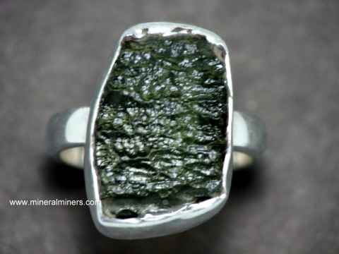 moldavite silver ring