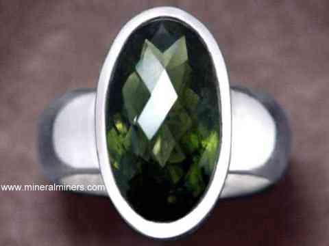 Extra Large Oval Faceted Moldavite Ring molj505