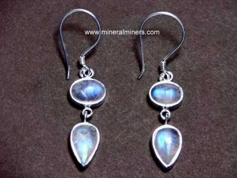 Moonstone Earrings: Blue Moonstone Earrings