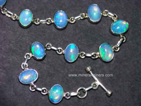 Natural Ethiopian Multi-Fire Opal 925 Silver Bracelet H-697