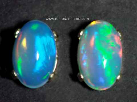 Opal Earrings Natural Ethiopian Extra Fine Opal Earrings In 14k Gold Studs Item Opaj443