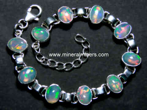 925 Sterling Silver Natural Ethiopian Fire Black Opal Cut Opal Bracelet DDL435
