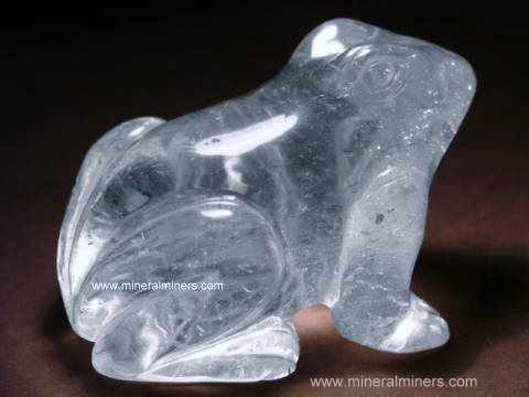 Quartz Crystal Carvings: hand carved natural rock crystal quartz animal sculptures