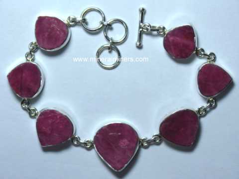 Art Deco Style Genuine Ruby Filigree Bracelet - Sterling Silver 7 1/4  inches - FB-55-R