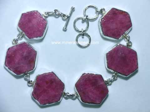Natural Ruby Gemstone 925 Silver Adjustable Bracelet – Handmade, Red Beaded (8-inch)