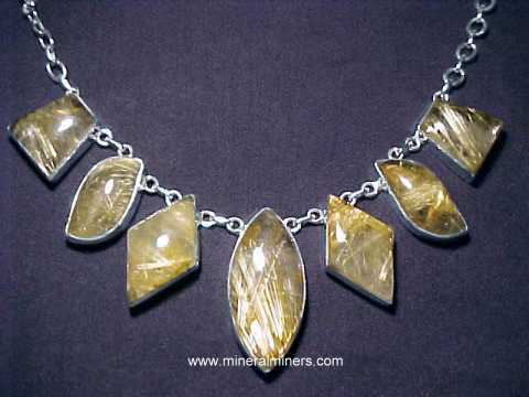 Gold Rutile in Quartz Necklace