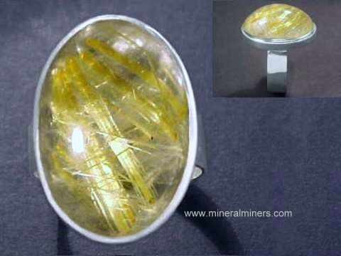 Golden Rutilated Quartz Crystal Ring