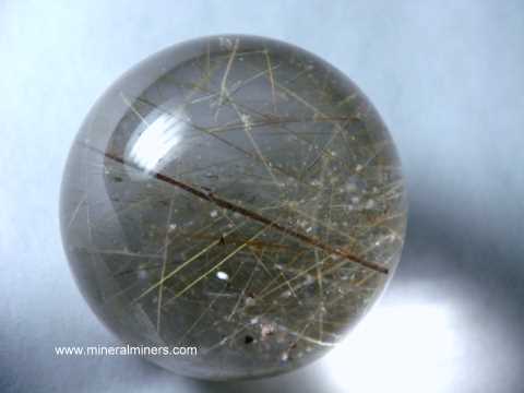 Rutilated Quartz Spheres: Rutile in Quartz Crystal Spheres