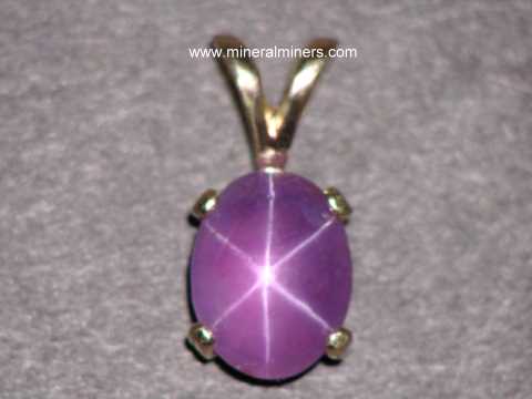 14k Gold Natural Purple Pink Star Sapphire Pendant Spkj154 - Pink Star Sapphire Pendant Necklace