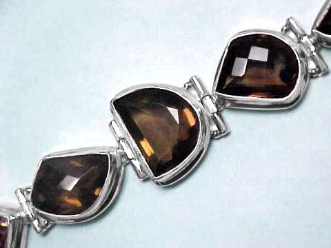 Natural Smoky Quarts Jewelry 925 Sterling Silver Bracelet. Price Cut Smoky Quarts Gemstone Natural Smoky Quarts Bracelet