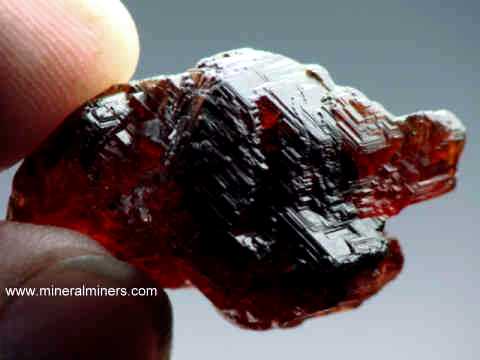 Naturally Etched Red Spessartite Garnet Crystal