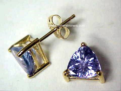 Trillion Cut 14k Tanzanite Earrings Tanj254 Trillion Cut 14k Tanzanite Earrings