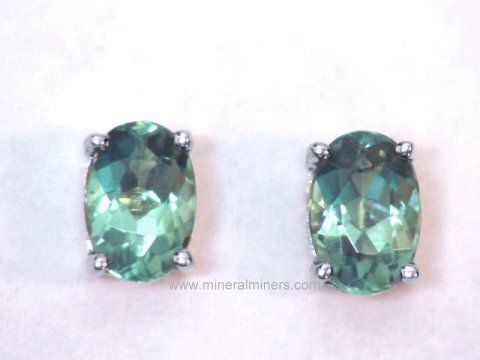 Green Tourmaline Earrings Natural In 14k 6x4mm Blue Green Tourmaline Earrings Item