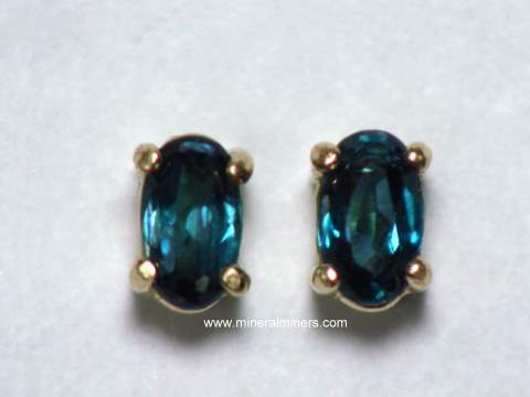 Blue Tourmaline Jewelry Natural Color Indicolite Earrings