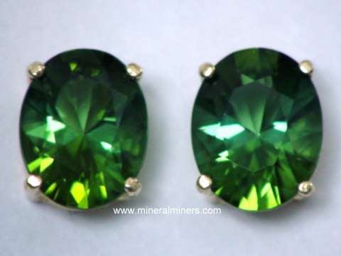 Green Tourmaline Earrings (natural green tourmaline earrings in 