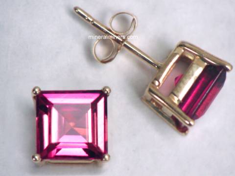 Tourmaline Earrings Natural Color Fine Rubellite Tourmaline Earrings Item