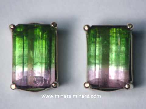 Bi Color Tourmaline Earrings