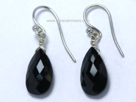 Black Tourmaline Gemstone Earrings