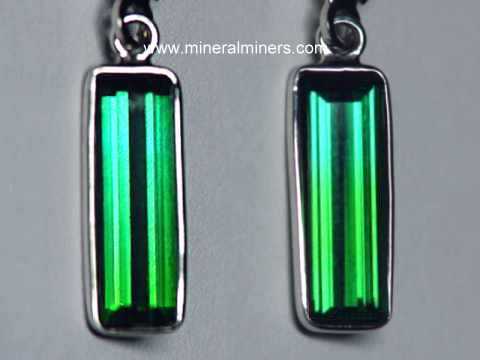 Blue Green Tourmaline Gemstone Earrings