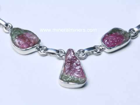 Bi-Color Tourmaline Gemstone Necklace