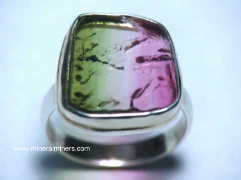 Bi Color Tourmaline Gemstone Ring