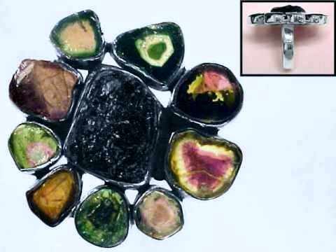 Multi Color Tourmaline Gemstone Ring