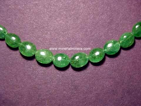 Round Shape 132.00 Cts Earth Mined Faceted Green Garnet Beads Necklace NK 18E38